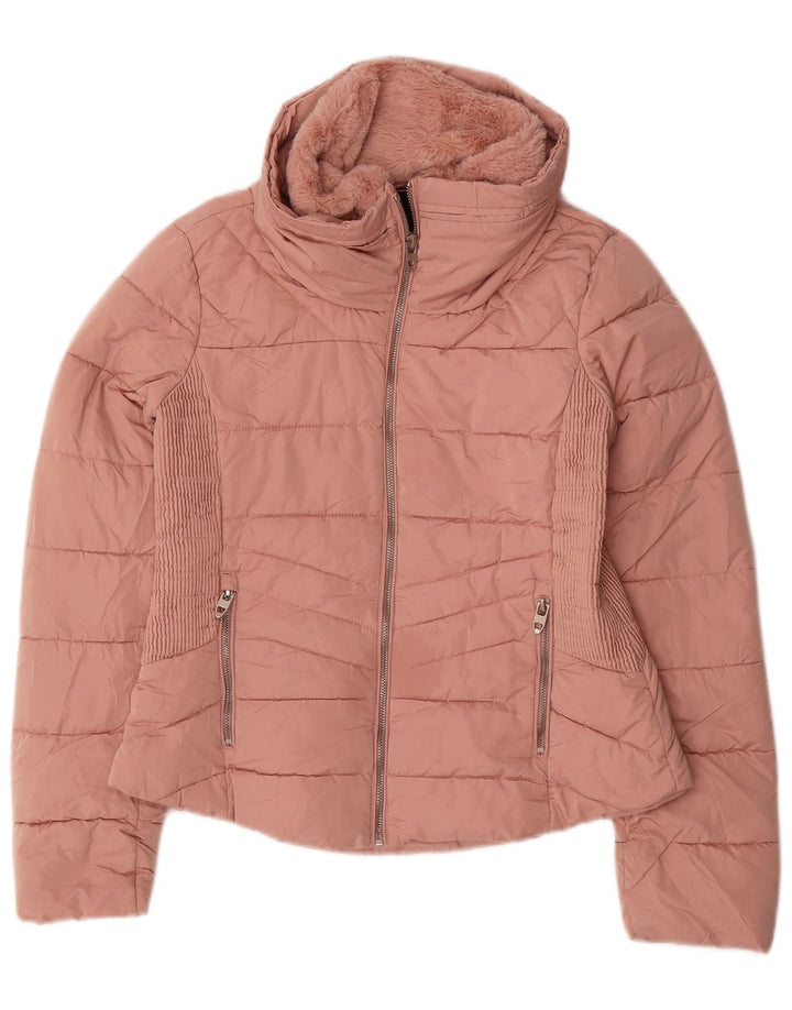 Zara Mujer Chaqueta Acolchada UK 44 Mediano Rosa