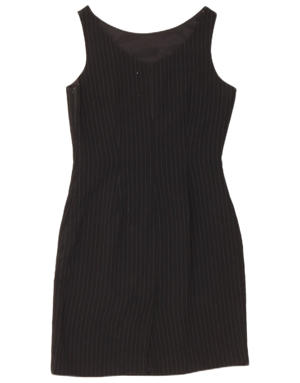 Hobbs Womens Sleeveless Sheath Dress UK 10 Small Black Pinstripe Triacetate
