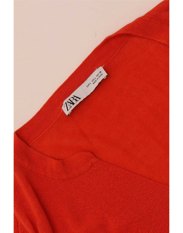 Zara - Jersey extragrande con cuello en V para mujer, talla 40, color naranja