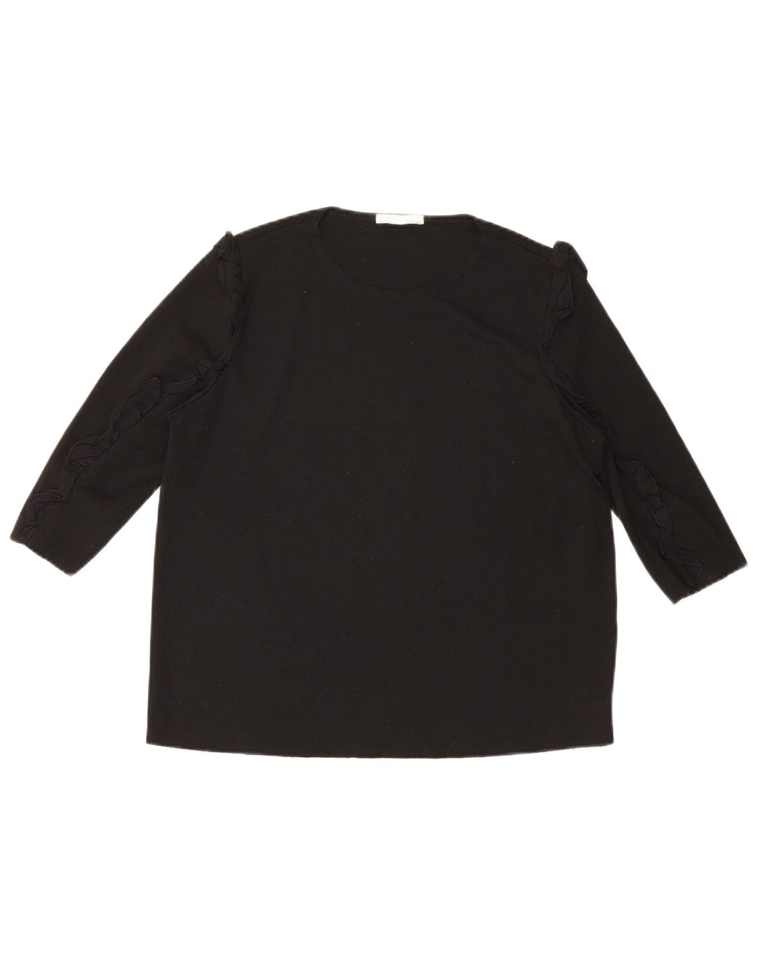 Zara Mujer Top Manga 3/4 UK 46 Grande Algodón Negro