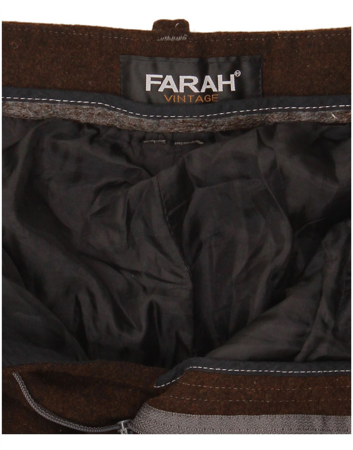 FARAH Pantalón de traje recto para hombre W34 L26 Lana marrón