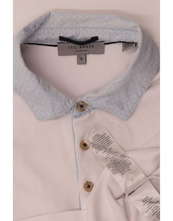 Ted Baker Polo para hombre talla 3 mediana viscosa blanca