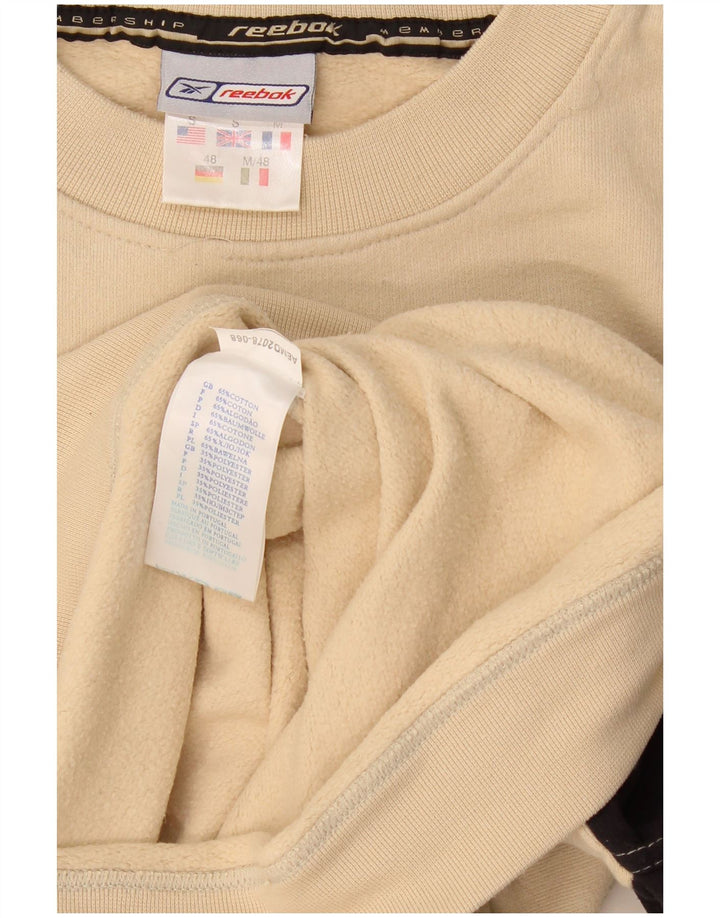 Reebok Hombre Sudadera Gráfica Jersey Small Beige Colorblock Algodón