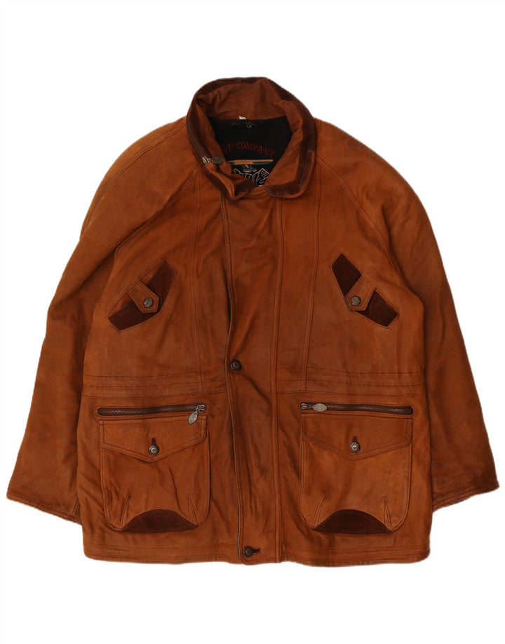 Chaqueta de cuero vintage para hombre IT 52 XL Marrón