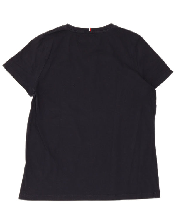 TOMMY HILFIGER Womens Graphic T-Shirt Top UK 12 Medium Navy Blue Cotton