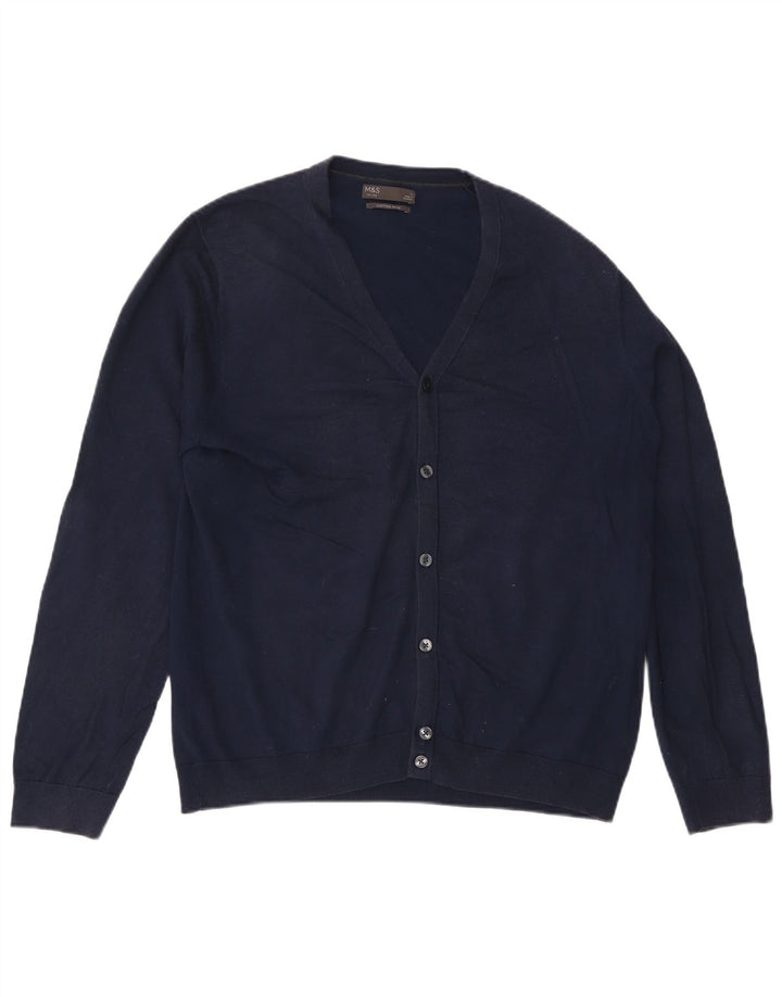 Marks & Spencer - Cárdigan para hombre, talla grande, algodón azul marino