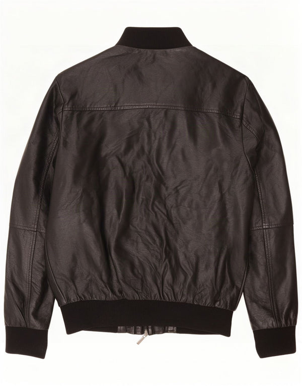 Chaqueta bomber de piel sintética para mujer de Cotton & Silk UK 40 XL Poliuretano negro