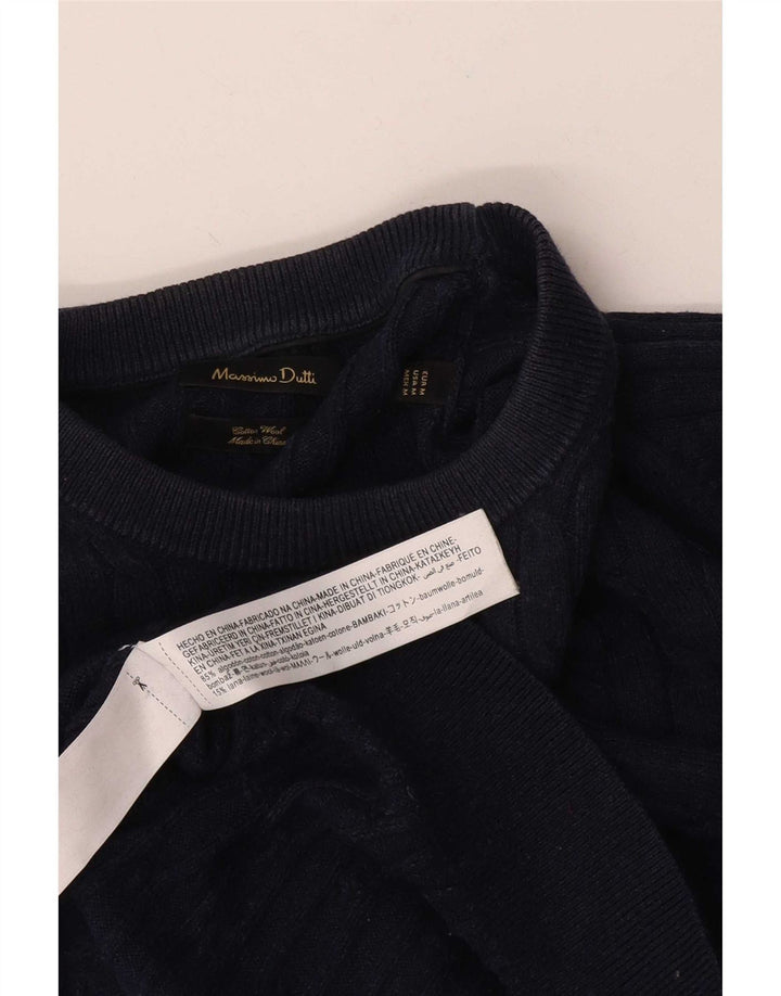 Jersey Massimo Dutti Hombre Cuello Redondo Algodón Azul Marino Medio