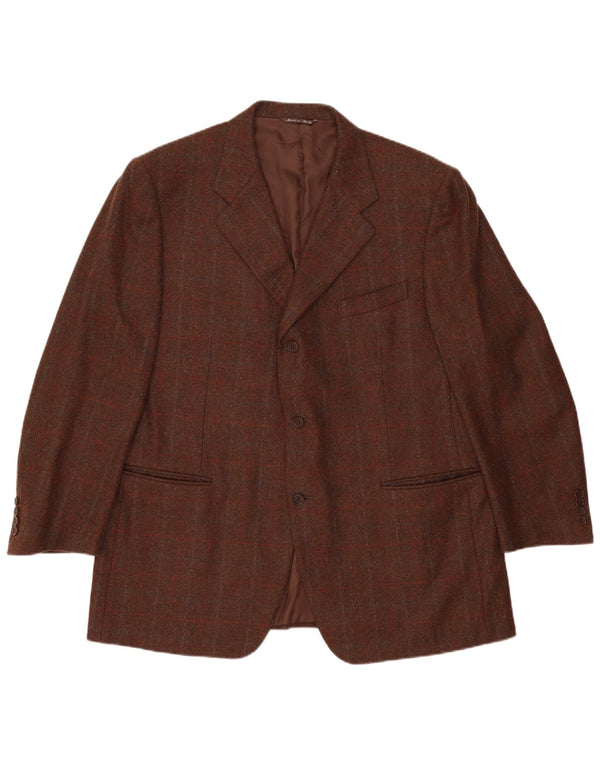Canali Chaqueta tipo blazer de 3 botones para hombre IT 58 4XL Lana a cuadros marrón