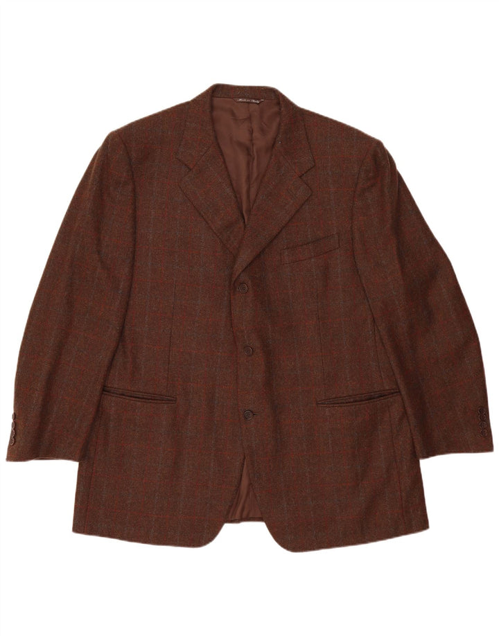 Canali Chaqueta tipo blazer de 3 botones para hombre IT 58 4XL Lana a cuadros marrón
