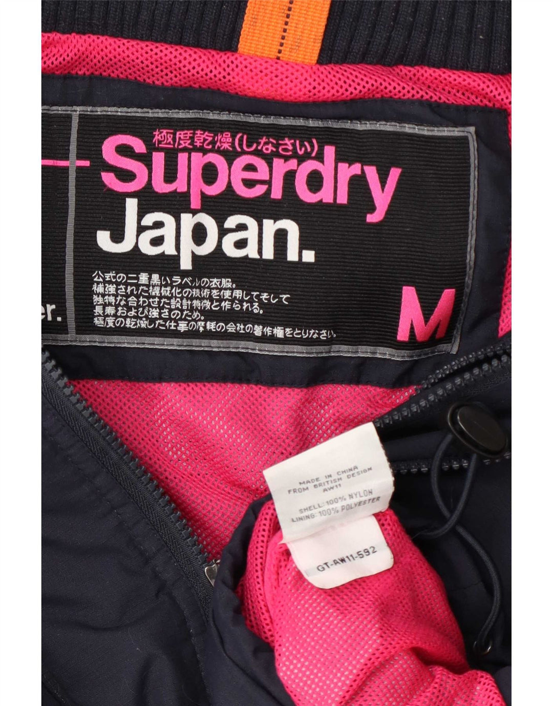 Chaqueta impermeable Superdry para mujer, talla 44, nailon azul marino mediano