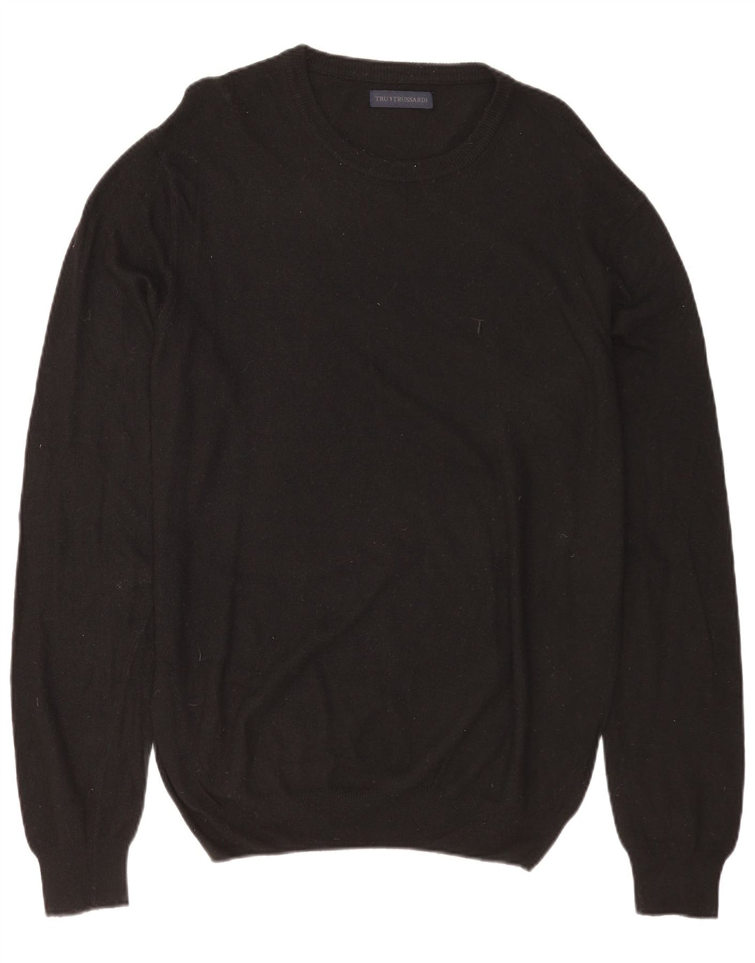 TRUSSARDI Jersey con cuello barco para hombre, talla grande, poliamida negra