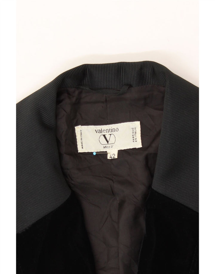 VALENTINO Chaqueta tipo blazer corta con doble botonadura para mujer IT 42 Medium Black