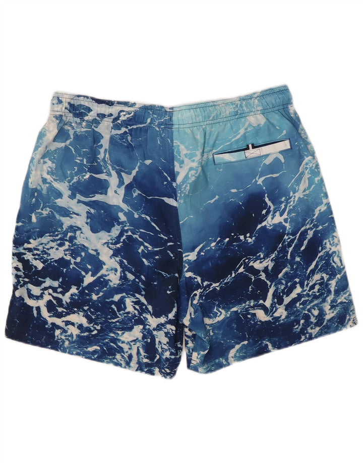Marks & Spencer Bañador con estampado abstracto para hombre, talla grande, poliéster azul
