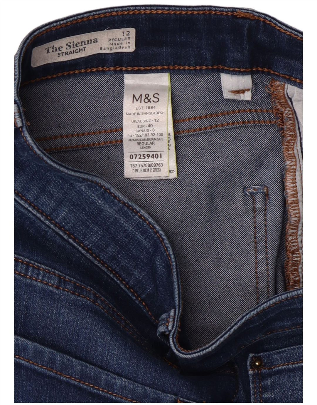 Marks & Spencer Jeans rectos The Sienna para mujer UK 12 Medium W28 L29 Azul