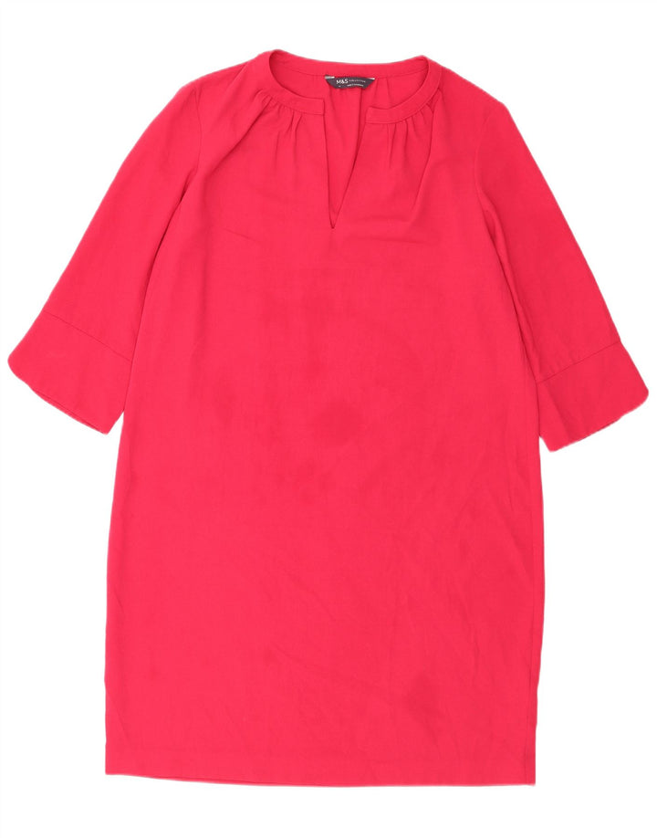 Marks & Spencer Vestido recto de manga 3/4 para mujer UK 44 Poliéster rosa grande