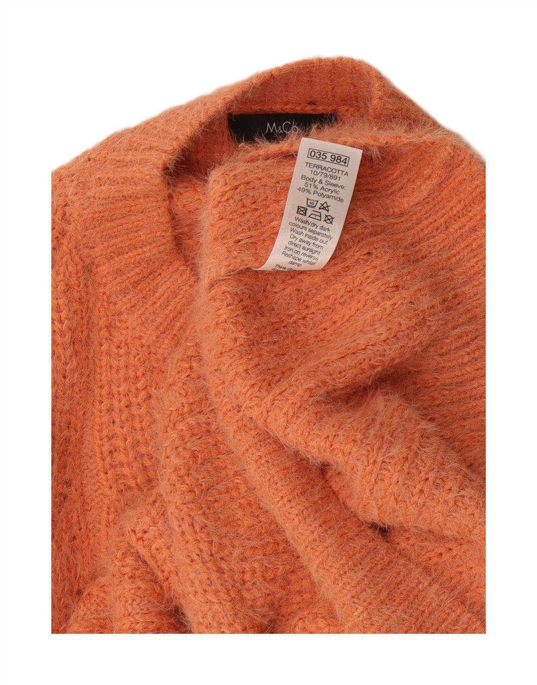 M&Co Suéter tipo jersey de cuello redondo de gran tamaño para mujer Reino Unido 10 Pequeño Acrílico naranja