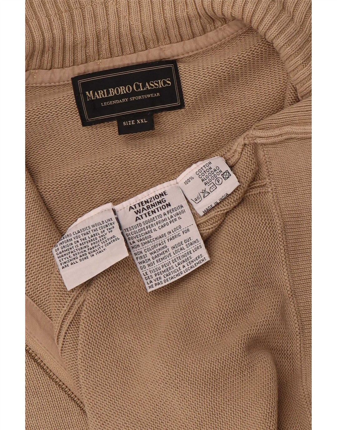 Marlboro Classics - Cárdigan para hombre, talla 2XL, algodón beige