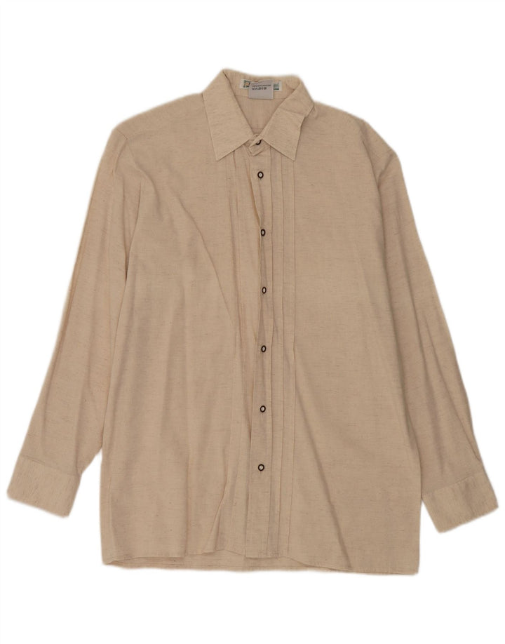 Camisa Vintage Hombre Talla 40 Seda Beige Mediana