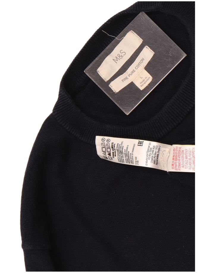 Marks & Spencer - Jersey de cuello redondo para hombre, talla grande, algodón azul marino
