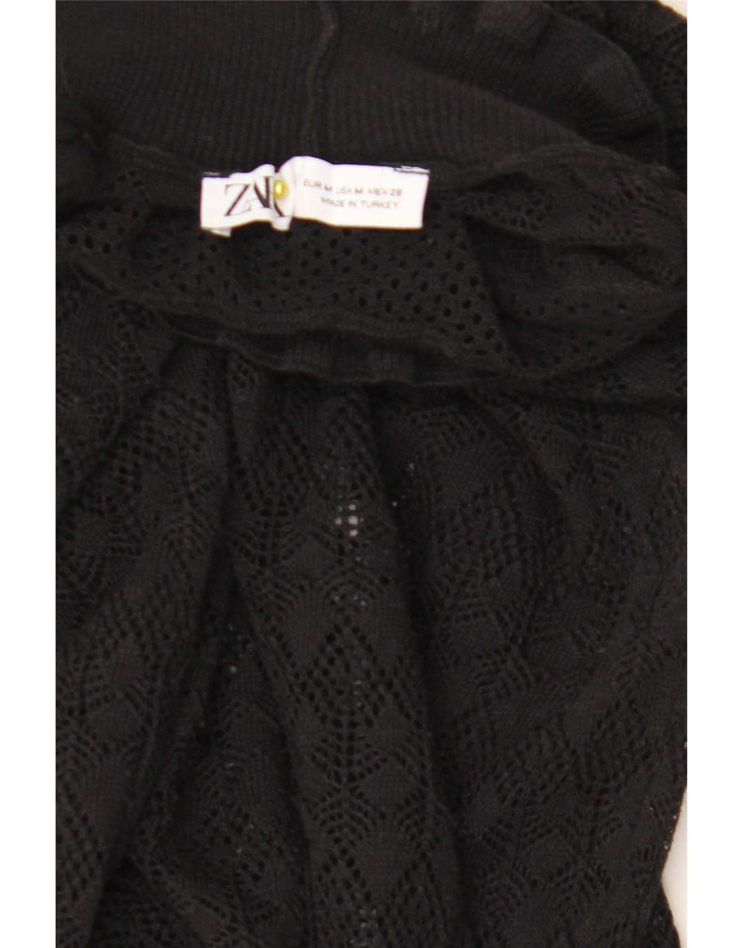 Zara Jersey transparente con cuello alto para mujer, talla 40, talla M, color negro