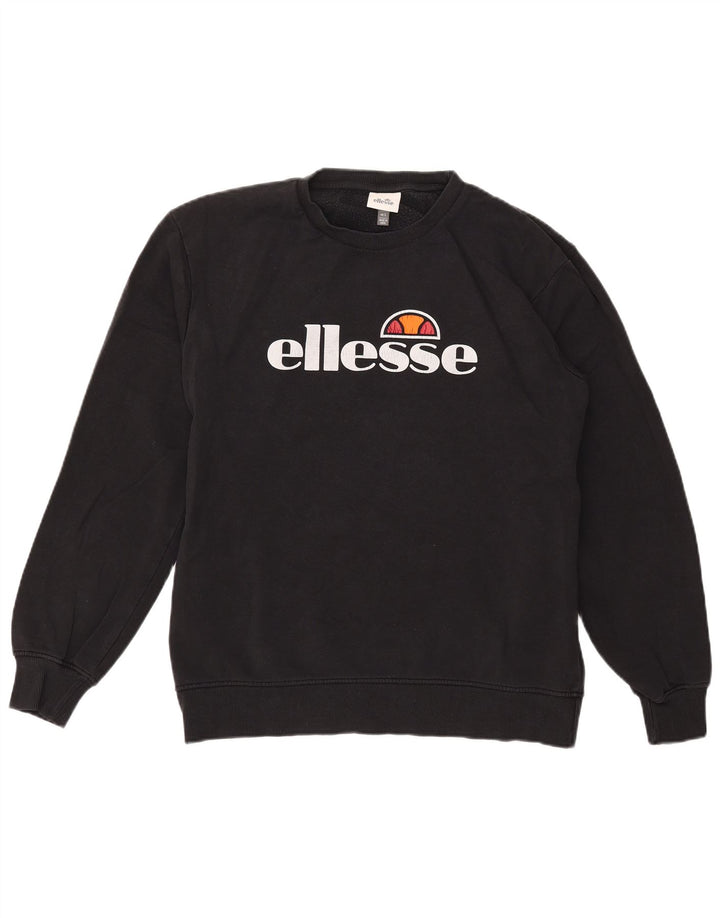 ELLESSE Hombre Sudadera Gráfica Jersey Grande Algodón Negro