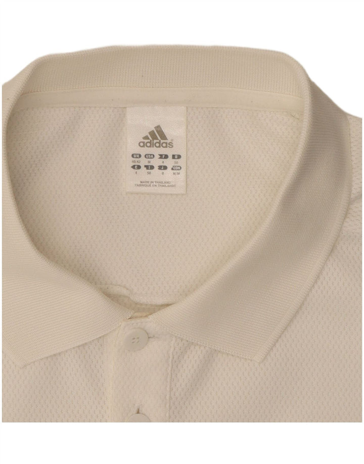 ADIDAS Mens Climalite Polo Shirt UK 40/42 Medium Off White Polyester