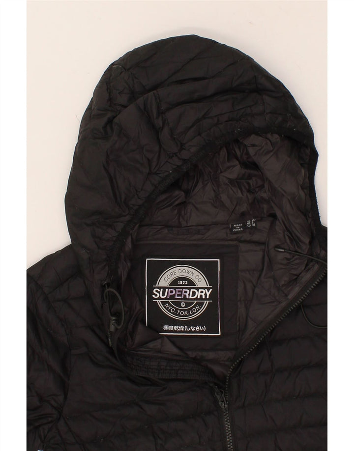 SUPERDRY Womens Hooded Padded Jacket UK 10 Small  Black Nylon Vintage Superdry and Second-Hand Superdry from Messina Hembry 