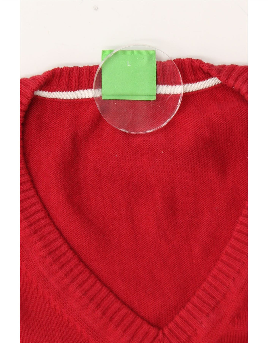 HUGO BOSS Jersey con cuello en V y gráfico para hombre en bloques de color rojo grande