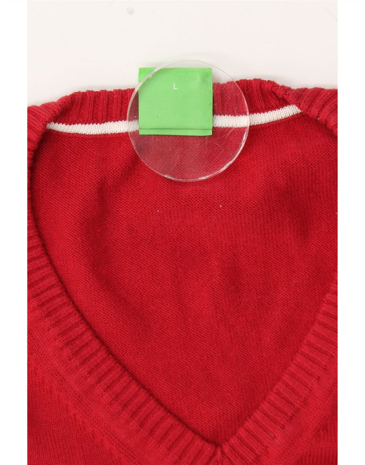 HUGO BOSS Jersey con cuello en V y gráfico para hombre en bloques de color rojo grande