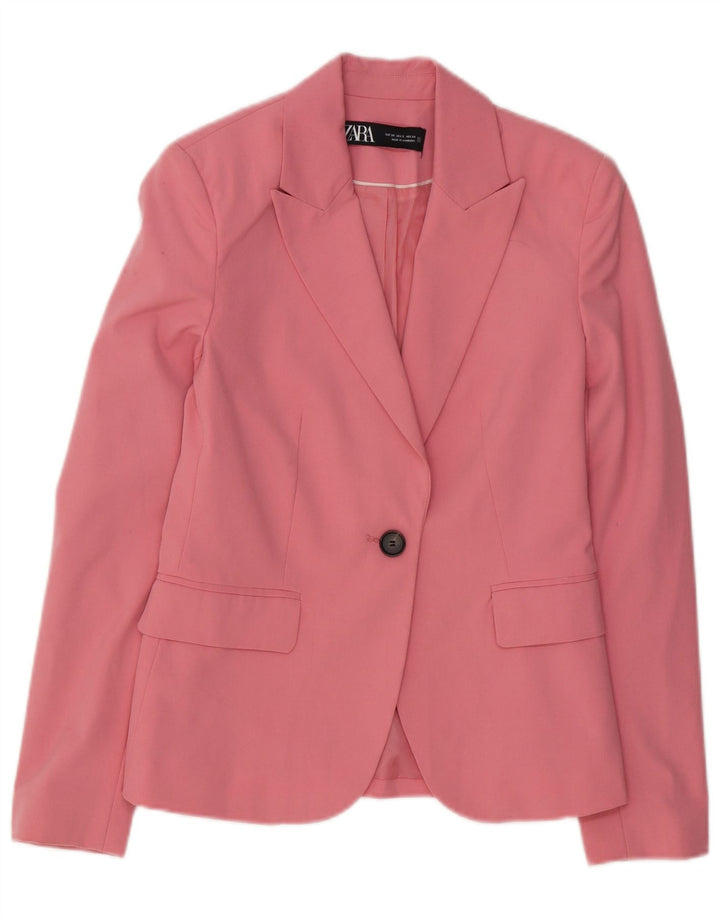 Zara Mujer Chaqueta Blazer De 1 Botón EU 34 2XS Poliéster Rosa