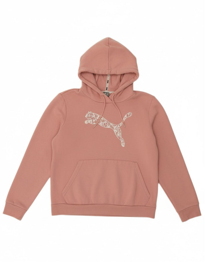 PUMA Womens Graphic Hoodie Jumper UK 14 Medium Pink