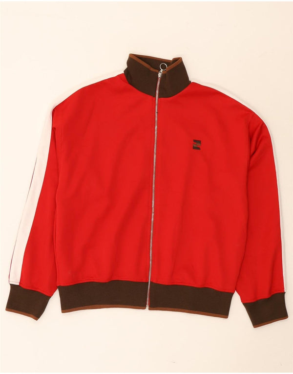 Zara Hombre Chándal Top Chaqueta Grande Rojo Colorblock Poliéster