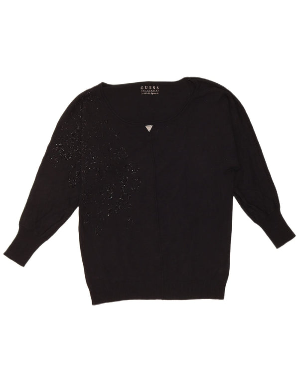 Guess Jersey extragrande con cuello barco para mujer UK 4 XS Viscosa negra