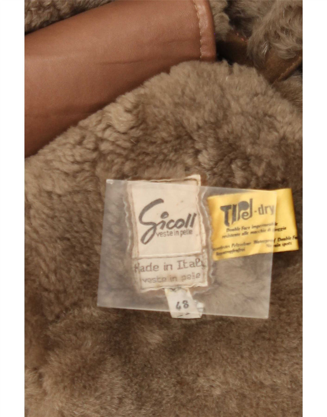 Abrigo vintage de piel de oveja para hombre IT 48 cuero marrón medio