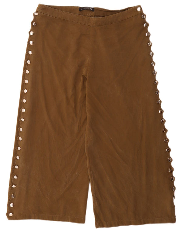 Zara Mujer Pantalón Capri Grande W32 L24 Caqui
