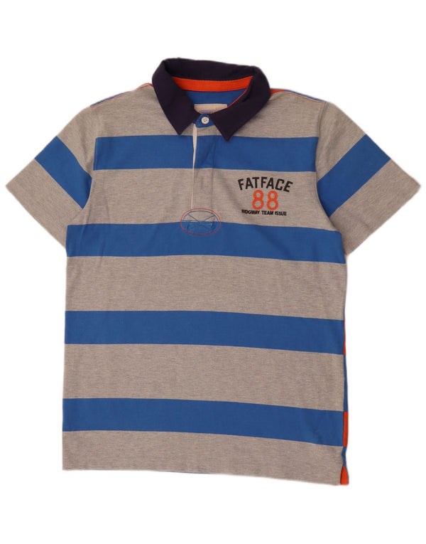 FAT FACE Mens Graphic Rugby Polo Shirt Medium Grey Colourblock Cotton