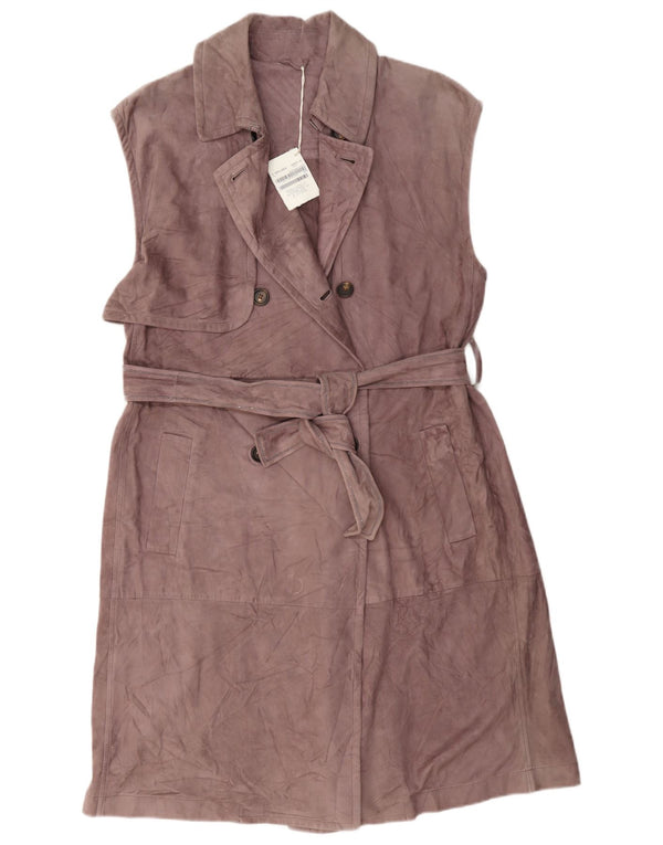 Brunello Cucinelli Gabardina de ante sin mangas para mujer IT 42 Marrón medio