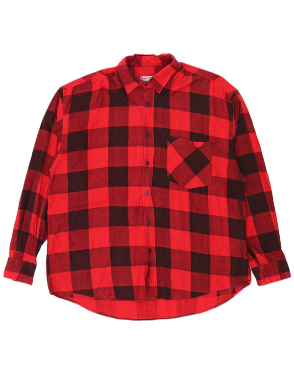 Camisa de franela vintage para hombre XL algodón rojo Gingham