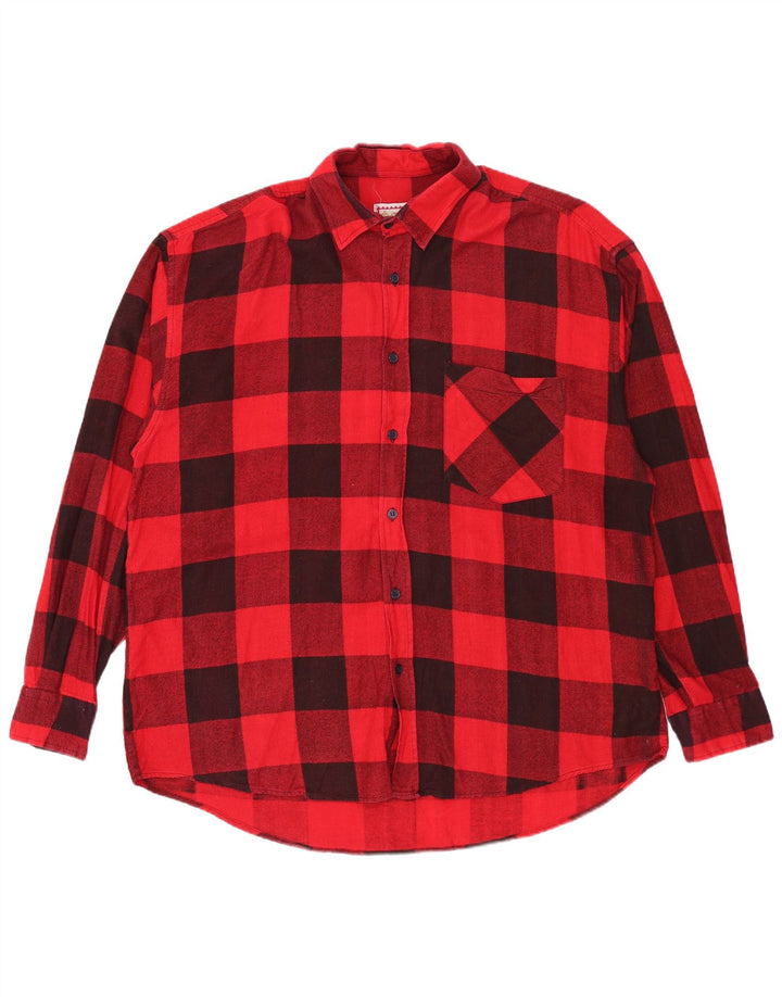Camisa de franela vintage para hombre XL algodón rojo Gingham