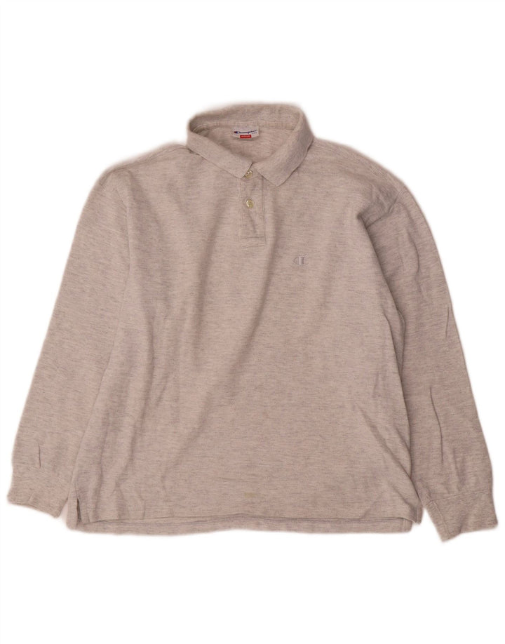 Champion Polo De Manga Larga Para Hombre Gris Medio Moteado