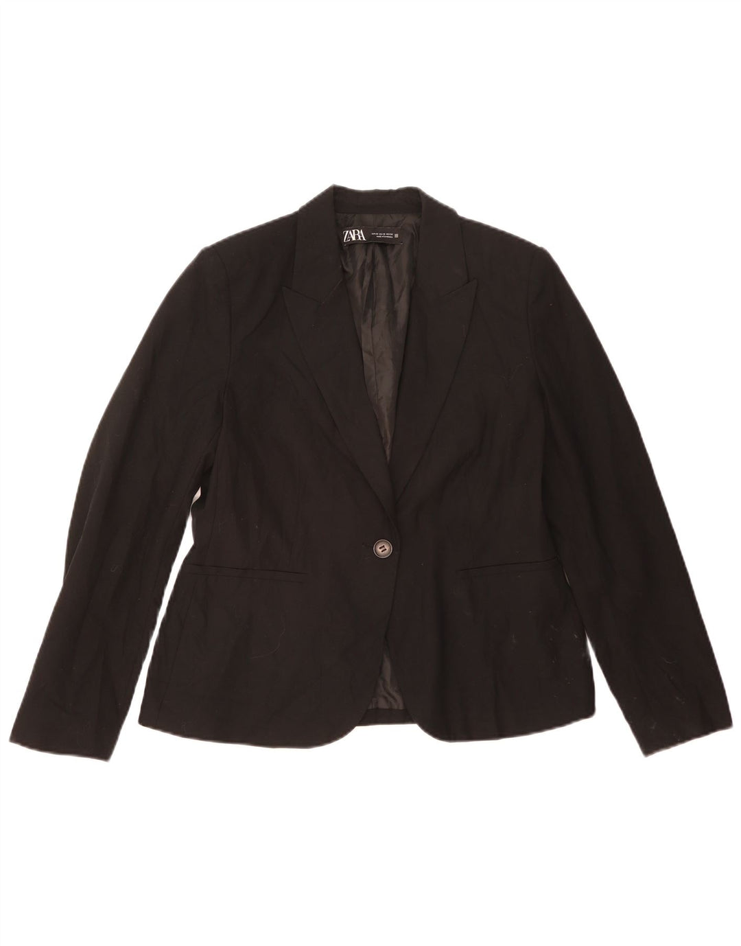 ZARA Chaqueta Blazer De 1 Botón Para Mujer EU 42 Grande Poliéster Negro