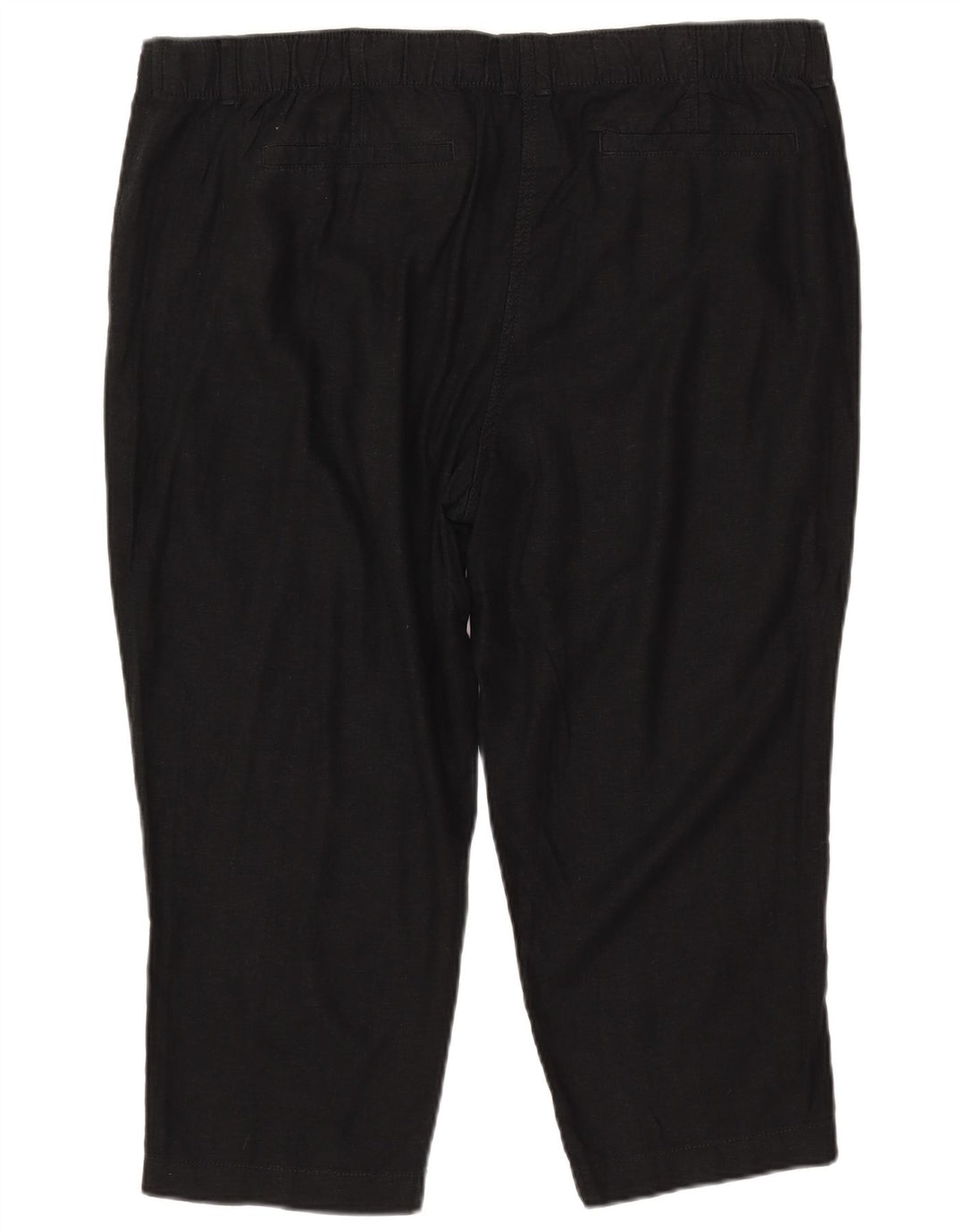 Marks & Spencer Pantalones Capri Slim para Mujer UK 20 2XL W40 L22 Lino Negro