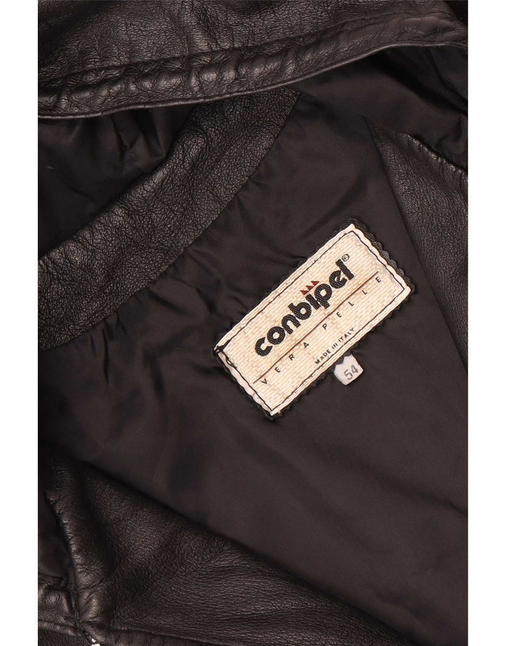 Conbipel Chaqueta de cuero con capucha para hombre IT 54 XL Negro