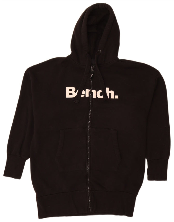 Bench Sudadera con capucha y cremallera gráfica para mujer UK 12 Medium Black Cotton