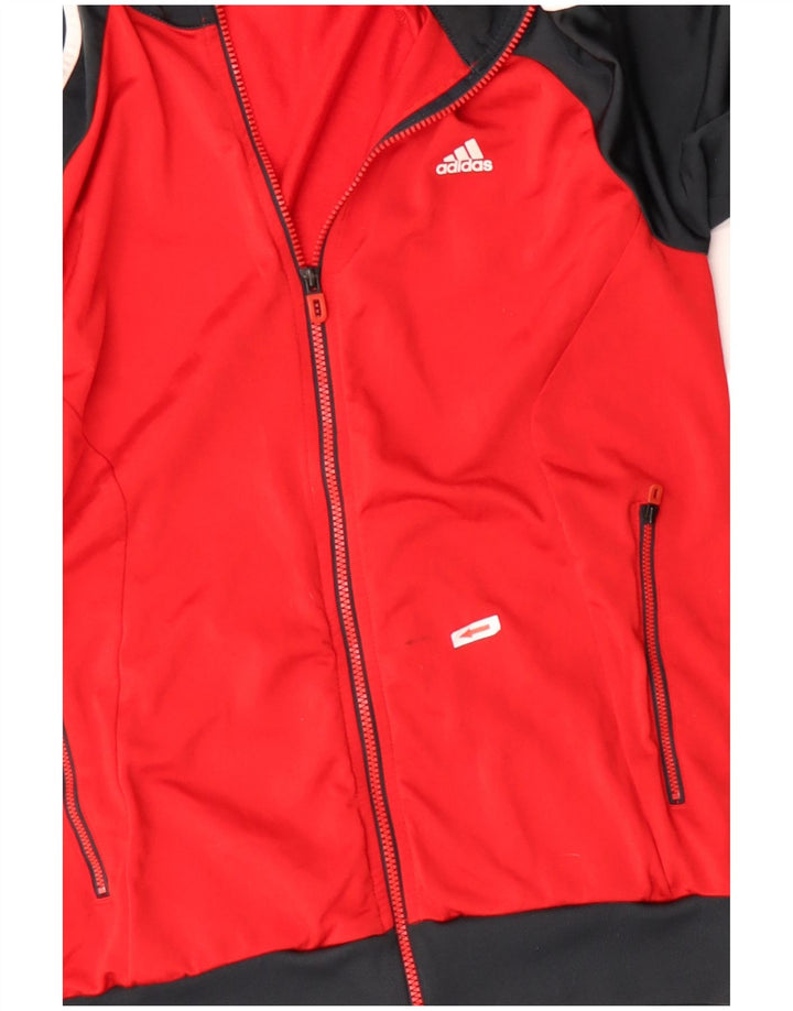 ADIDAS Chaqueta de chándal para hombre UK 40/42 Poliéster con bloques de color rojo mediano