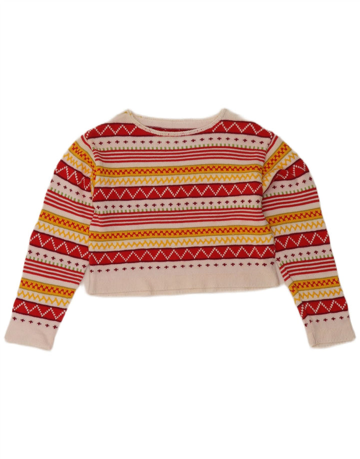 Vintage mujer barco cuello jersey suéter Reino Unido 12 medio multicolor