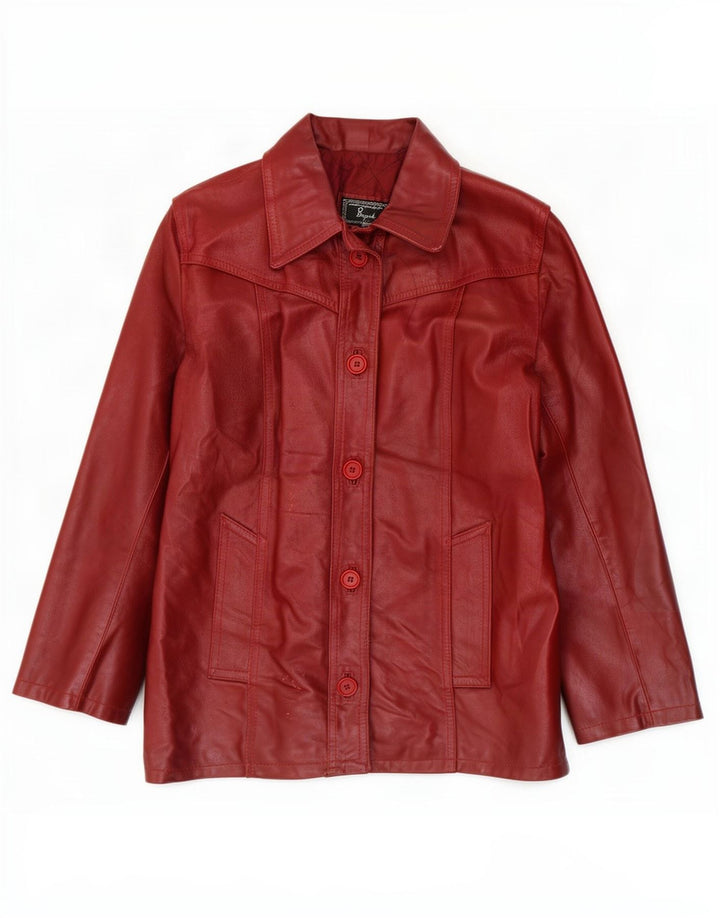 Bayside Chaqueta de cuero para mujer Reino Unido 44 Grande Borgoña