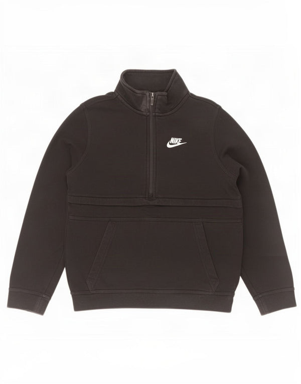 Nike Boys Zip Neck Sudadera Jumper 12-13 años Grande Negro Algodón