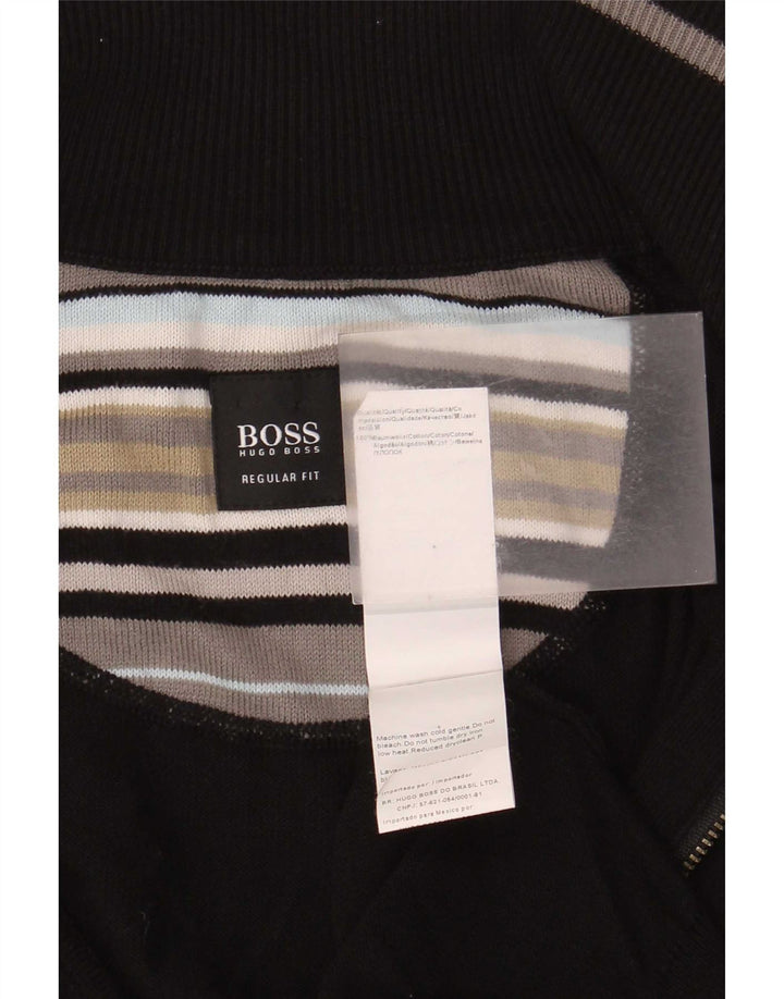 Hugo Boss Hombre Suéter tipo cárdigan de corte regular Grande Algodón negro